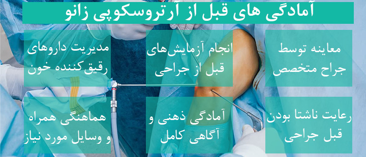 آمادگی های قبل از آرتروسکوپی زانو آمادگی های قبل از آرتروسکوپی زانو