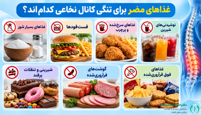 غذاهای مضر برای تنگی کانال نخاعی کداماند؟